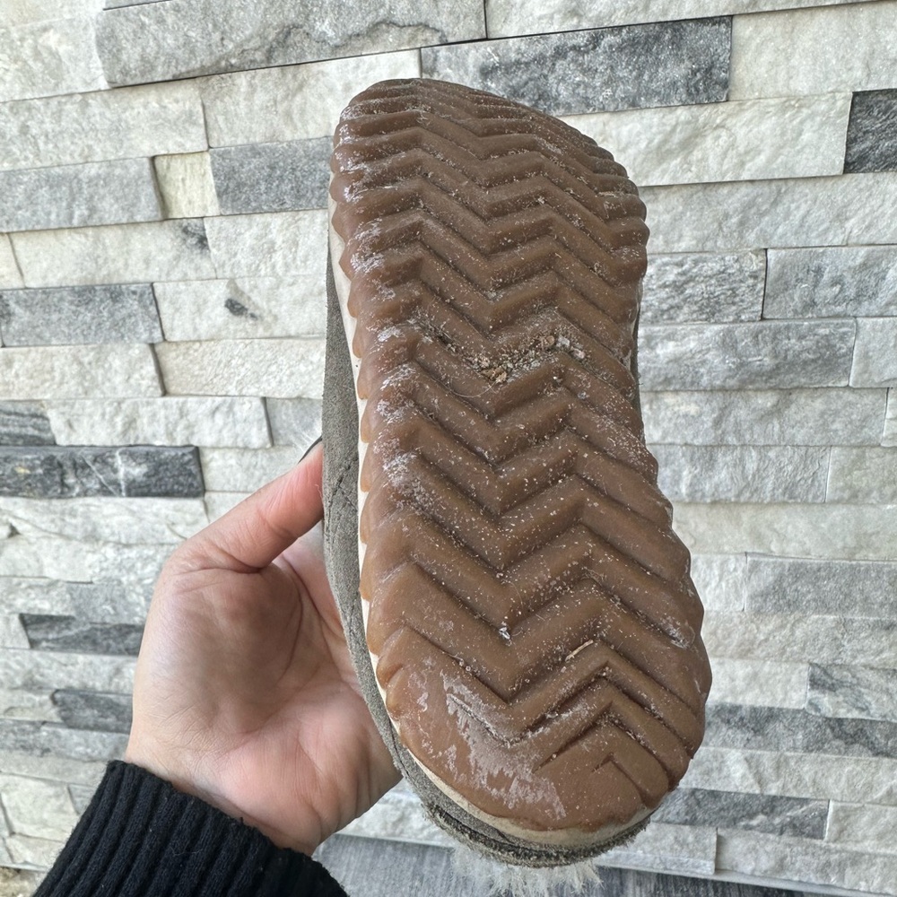 Sorel Out N About Moc Olive Green Suede & Fabric Shearling Lined Moccasin Sz 7 - Picture 11 of 13